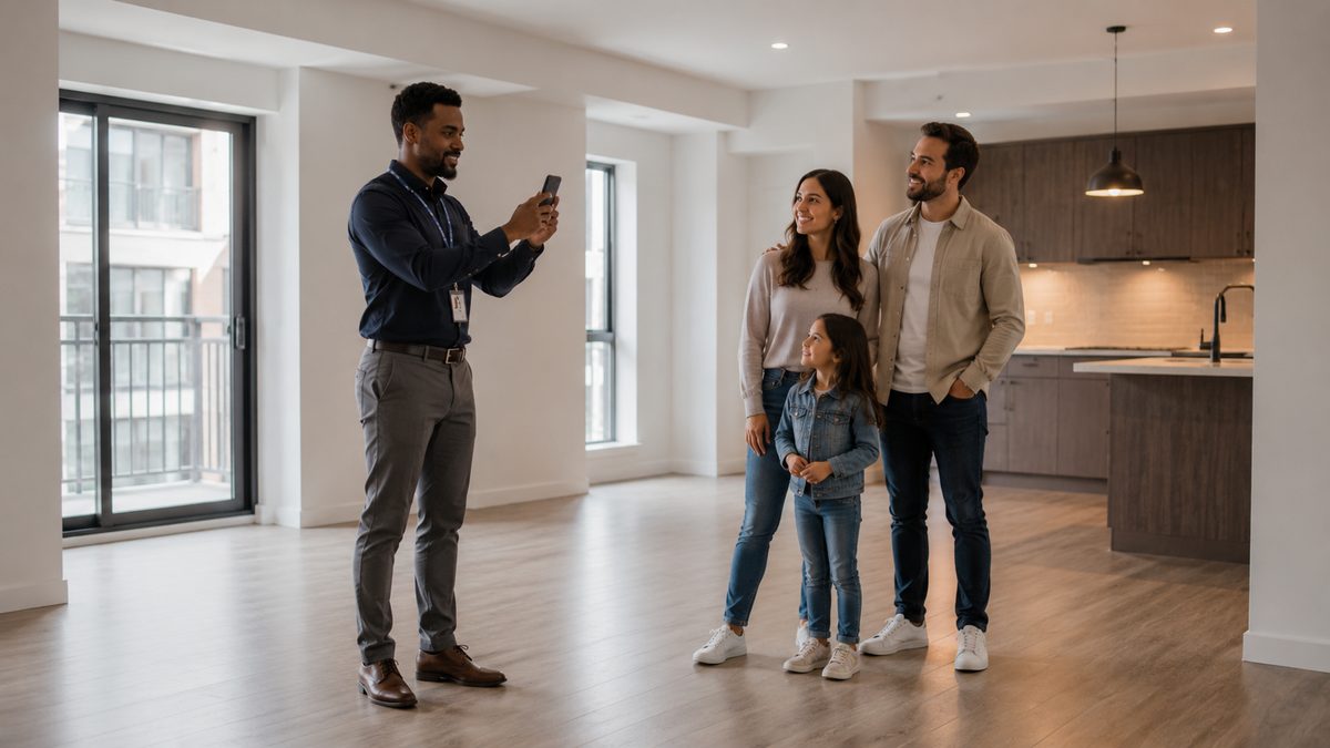 Vistoria de apartamento acompanhada pela família